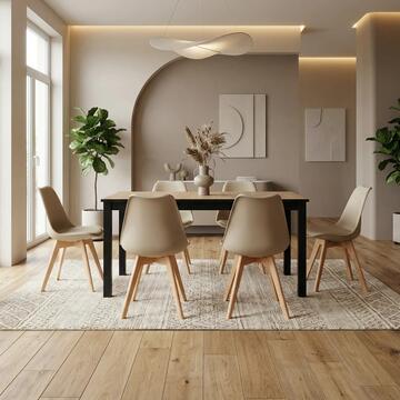 Set 4 Sedie Moderne Tortora con Gambe in Legno Massello di Faggio Prisma 53,5x48 h83 cm