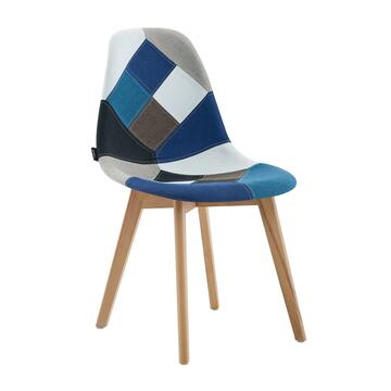 Set 4 Sedie Moderne Nordiche Patchwork Multicolor con Gambe in Legno Massello di Faggio 46x54 h81 cm