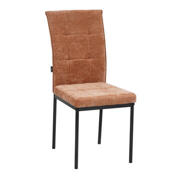 Sedia Moderna Imbottita Tullia Arancione 44x61 h 96 cm, con Gambe in Ferro Verniciato Nero