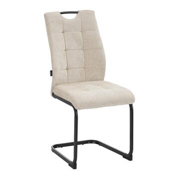 Sedia Moderna Imbottita Drusia Beige 44x59 h 96 cm, con Gambe Slitta in Ferro Verniciato Nero Marino Fa Mercato