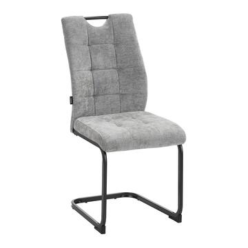 Sedia Moderna Imbottita Drusia Grigia 44x59 h 96 cm, con Gambe Slitta in Ferro Verniciato Nero