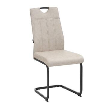 Sedia Moderna Imbottita Evania Beige 43x61 h 98 cm, con Gambe Slitta in Ferro Verniciato Nero