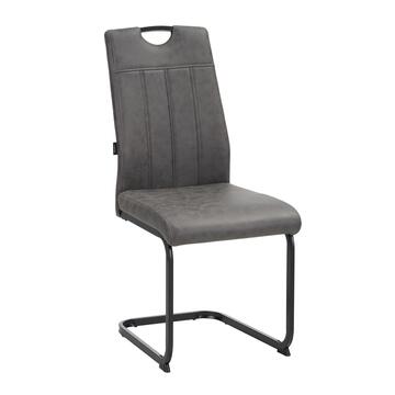 Sedia Moderna Imbottita Evania Grigia 43x61 h 98 cm, con Gambe Slitta in Ferro Verniciato Nero