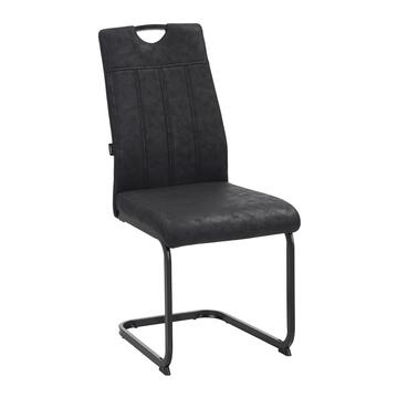 Sedia Moderna Imbottita Evania Antracite 43x61 h 98 cm, con Gambe Slitta in Ferro Verniciato Nero
