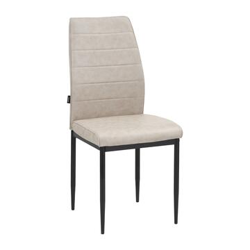 Sedia Moderna Imbottita Soria Beige 43,5x50 h 96 cm, con Gambe in Ferro Verniciato Nero