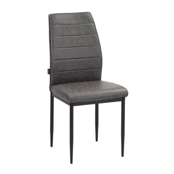 Sedia Moderna Imbottita Soria Grigia 43,5x50 h 96 cm, con Gambe in Ferro Verniciato Nero