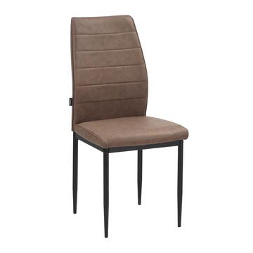 Sedia Moderna Imbottita Soria Marrone 43,5x50 h 96 cm, con Gambe in Ferro Verniciato Nero