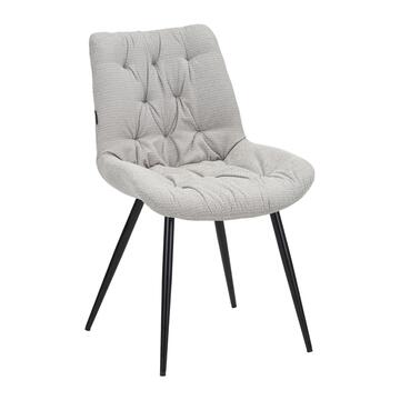 Sedia Moderna Imbottita Elara Grigia 54x63 h85 cm, con Gambe in Ferro Verniciato Nero