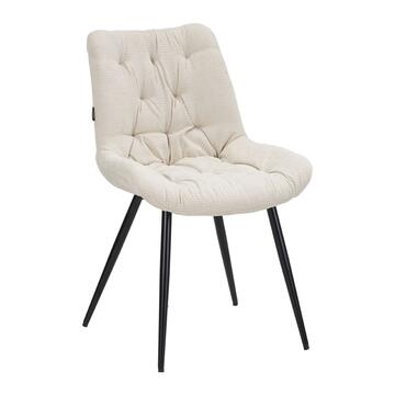Sedia Moderna Imbottita Elara Beige 54x63 h85 cm, con Gambe in Ferro Verniciato Nero