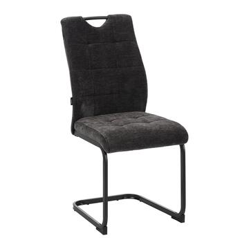 Sedia Moderna Imbottita Drusia Antracite 44x59 h 96 cm, con Gambe Slitta in Ferro Verniciato Nero