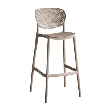Sgabello Moderno Impilabile Nerv Tortora in Polipropilene 48x50 h104 cm - per Soggiorno, Ufficio, Bar, Ristorante