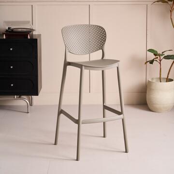 Sgabello Moderno Impilabile Nerv Tortora in Polipropilene 48x50 h104 cm - per Soggiorno, Ufficio, Bar, Ristorante