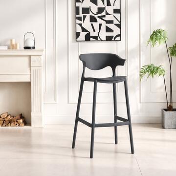 Sgabello Moderno Impilabile Beltz Antracite in Polipropilene con Braccioli 49x52 h99 cm - per Soggiorno, Ufficio, Bar, Ristorante