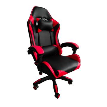 Poltrona da Gaming Rossa/Nera con Schienale Regolabile, Ruote e Braccioli