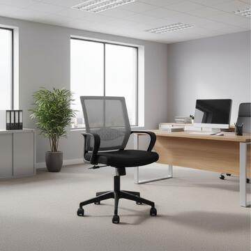 Sedia Sitron Grigia/Nera da Ufficio - Girevole - con Elevazione a Gas e Braccioli - Seduta Ergonomica - 58x59 h105 cm