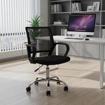 Sedia Bliss Nera da Ufficio - Girevole - con Elevazione a Gas e Braccioli - Seduta Ergonomica - 56x53 h95 cm
