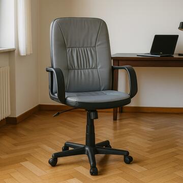 Sedia Allen Grigia da Ufficio - Girevole - con Elevazione a Gas e Braccioli - Seduta Ergonomica - 59x58,5 h109 cm