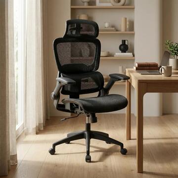 Poltrona da Ufficio Nera Ergonomica Kinetika con Ruote, Poggiatesta 3D e Braccioli 4D Regolabili