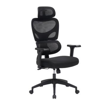 Poltrona da Ufficio Nera Ergonomica Regent con Ruote, Poggiatesta 2D e Braccioli 3D Regolabili