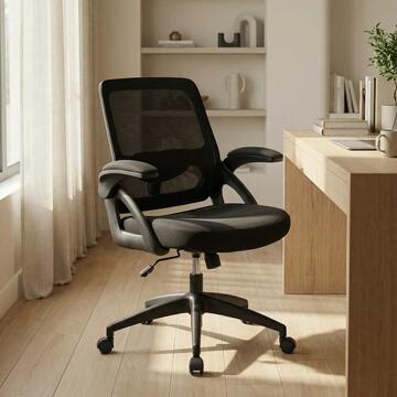 Poltrona da Ufficio Nera Vixer con Ruote e Braccioli Ribaltabili