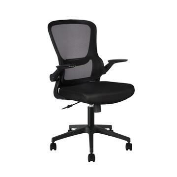 Poltrona da Ufficio Flap Nera con Ruote e Supporto Lombare 67x58,5 h106,50 cm