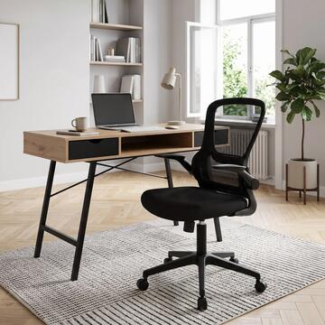 Poltrona da Ufficio Flap Nera con Ruote e Supporto Lombare 67x58,5 h106,50 cm