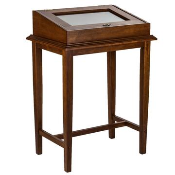 Tavolino bacheca classico in vetro e legno noce H88... - Marino fa Mercato