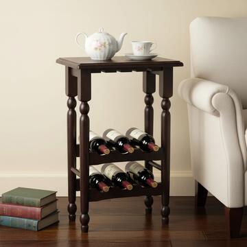 Tavolino d'appoggio in legno con porta bottiglie, noce,... - Marino Fa Mercato