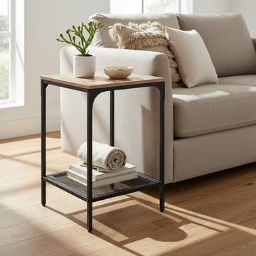 Tavolino da Soggiorno 40x40x60cm in Metallo Nero e... - Marino Fa Mercato