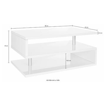 Tavolino Soggiorno Moderno Zeta Bianco Laccato 90x41x55cm - Marino Fa Mercato