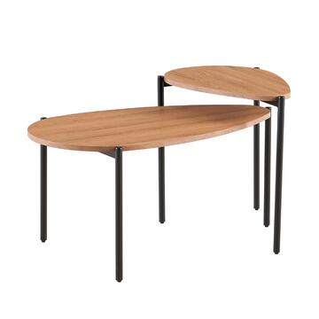 Set 2 Tavolini da Caffè Horace Rovere 60x40x52cm + 90x50x42cm