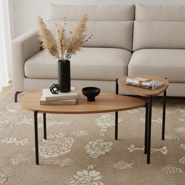 Set 2 Tavolini da Caffè Horace Rovere 60x40x52cm + 90x50x42cm