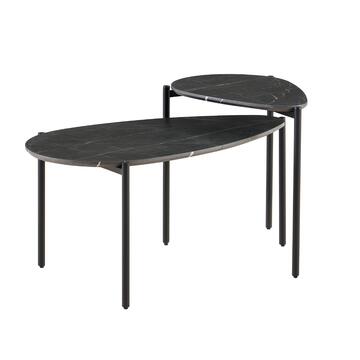 Set 2 Tavolini da Caffè Horace Cemento 60x40x52cm + 90x50x42cm