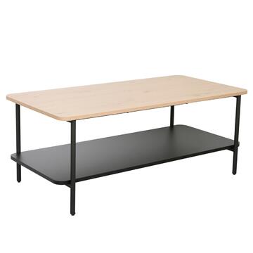 Tavolino da Caffè Moderno 100x50 h 40 cm con Piano in Melaminico e Struttura in Metallo Nero