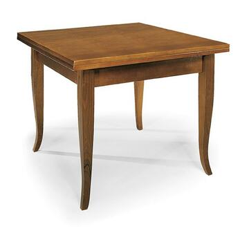 Tavolo da Pranzo Classico Allungabile 80/150x80 h 79cm con Gambe a Sciabola - Legno Noce