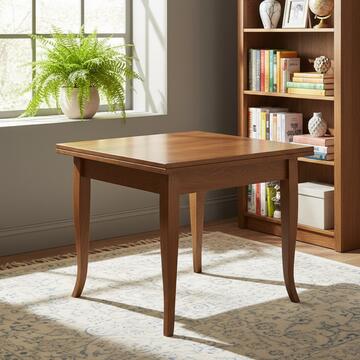 Tavolo da Pranzo Classico Allungabile 80/150x80 h 79cm con Gambe a Sciabola - Legno Noce