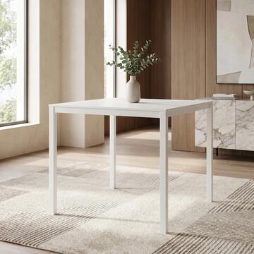 Tavolo 75x75cm in Metallo con Piano in Melaminico Bianco