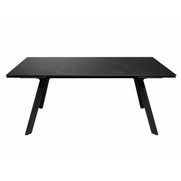 Tavolo da Pranzo Moderno Sosa Nero - 180/260x90 h76 cm - Allungabile - con Piano in Ceramica e Gambe in Metallo Nero