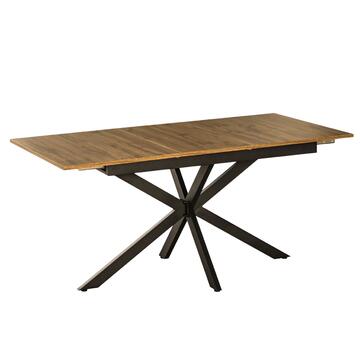 Tavolo Moderno da Pranzo Allungabile Noce 120x160x80 h 76 cm, con Gambe in Metallo Nero Opaco