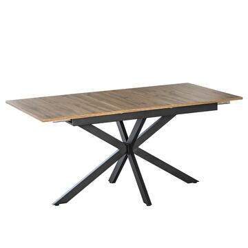 Tavolo Moderno da Pranzo Allungabile Rovere 120x160x80 h 76 cm, con Gambe in Metallo Nero Opaco