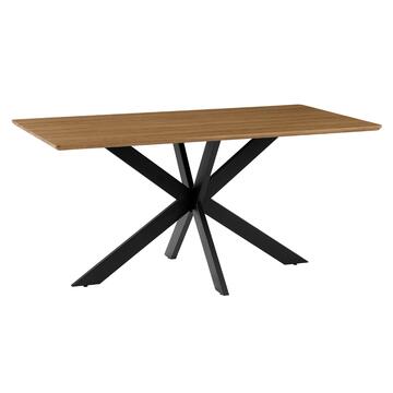 Tavolo da Pranzo Moderno Veki Rovere - 160x90 h76 cm - con Piano in Melaminico e Gambe in Metallo Nero Sabbiato