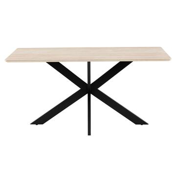 Tavolo da Pranzo Moderno Veki Rovere Grigio - 160x90 h76 cm - con Piano in Melaminico e Gambe in Metallo Nero Sabbiato