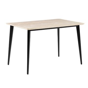 Tavolo da Pranzo Moderno Donec Rovere Grigio - 120x80 h76 cm - con Piano in Melaminico e Gambe in Metallo Nero Sabbiato