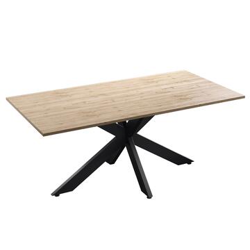 Tavolo da Pranzo Moderno Spider Rovere 180x90 h 78 cm - con Gambe in Metallo Nero - per Soggiorno, Sala da Pranzo, Open Space