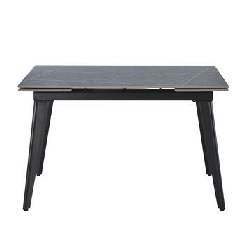 Tavolo Moderno Allungabile Dioniso Grigio in Ceramica Effetto Marmo con Struttura in Ferro 120/180x80 h75 cm