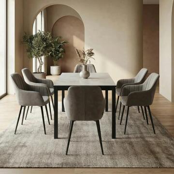 Tavolo Moderno Allungabile Grigio Stige 80/120x70 h76 cm con Gambe in Ferro Verniciato