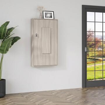 Tavolo Wall Salvaspazio a Muro Ribaltabile 130x70 cm Tiglio con Apertura con Chiave e Ripiani
