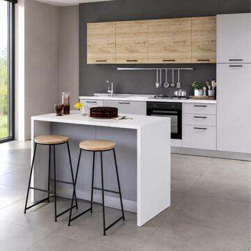 Isola Cucina Arca con 2 Ante Battenti 126,2x90 h87 cm Grigio Chiaro e Bianco