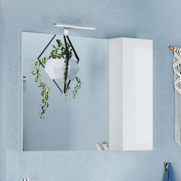 Specchiera Bagno Moderna con Pensile Salvaspazio Bianco Lucido 92x18 h72 cm