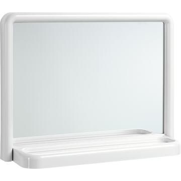Specchiera da parete con mensola in plastica bianca per bagno, 35x46